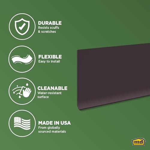 MD Building Vinyl Wall Base, Brown, 4in x 48in Dry Back Trim