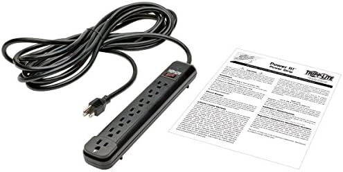 Eaton Tripp Lite PS725B Power Strip with Long 25ft Extension Cord, 7 Outlets, On/Off Switch, 15A Circuit Breaker, Under Desk & Wall Mount Option, UL Certified, Black, Lifetime Manufacturer's Warranty