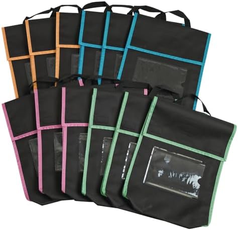 Really Good Stuff Medium Book Pouch, 12-Pack, Black with Neon Trim
