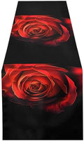 ALAZA Double-Sided Red Rose Flower on Black Table Runner 18x72 Inches Long,Table Cloth Runner for Wedding Birthday Party Kitchen Dining Home Everyday Decor