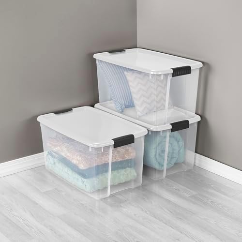 Sterilite Ultra Latch Box with Lids for Home and Office, 70 Quart, 4-Pack