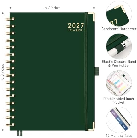RETTACY 2027 Planner, Weekly and Monthly, A5 Size (5.7" x 8.3")