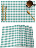 Rustic Green White Buffalo Check Plaid Pattern Placemats Set of 6, Farmhouse Heat Resistant Washable Table Place Mats Cotton Table Linens Party Holiday Decor for Kitchen Dining Outdoor Indoor