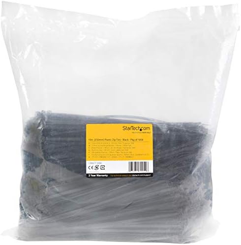 StarTech 10"(25cm) Cable Ties, 94V-2/UL Listed, Black, TAA (CBMZT10B)
