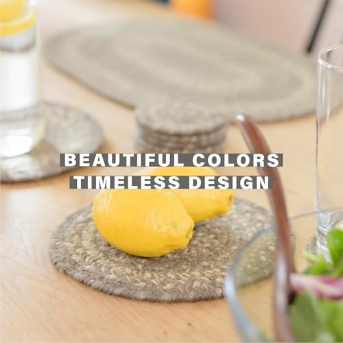 Homespice Grey Cloud Jute Braided Placemats, Oval 13x19 Set of 4