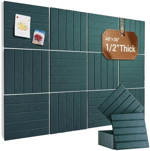 48" x 36" Large Felt Bulletin Board 1/2" Thick, Forest Green