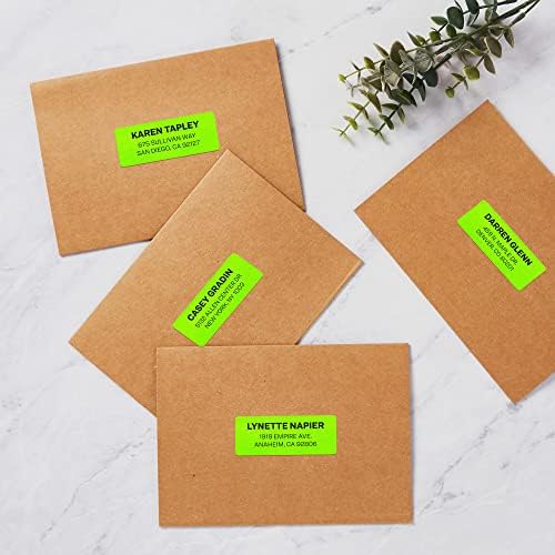 Avery Neon Green Address Labels, 1 x 2-5/8 inch | Printable | Sure Feed Technology | For Laser Printers | 750 Labels, Pack of 5