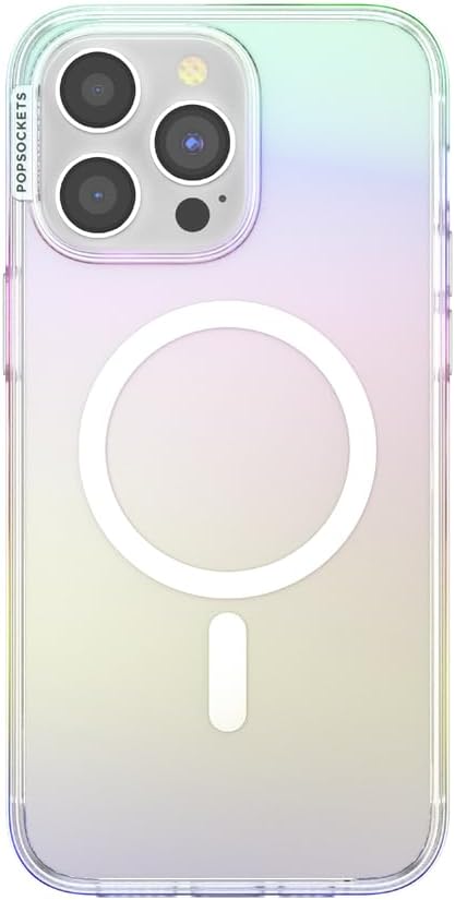 PopSockets iPhone 15 Pro Max Phone Case w/MagSafe- Shimmer | Magnetic, Wireless Charging, Camera & Drop Protection, Rainbow, Colorful, iPad, Removable, Popper