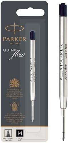 Parker Quinkflow Ballpoint Pen Ink Refill, Medium Tip, Black