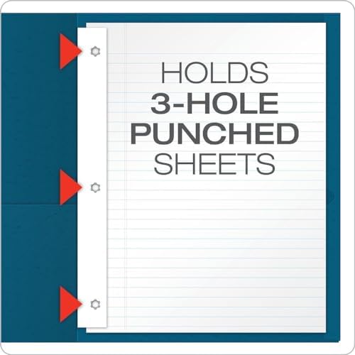 Oxford Two-Pocket Folders w/Fasteners, Blue, Letter Size, 25 per Box (57702)