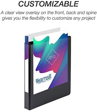 Samsill Durable 1 inch 3 Ring Binder, D Ring Binder, 100% Recycled Chipboard, Black, 4 Pack