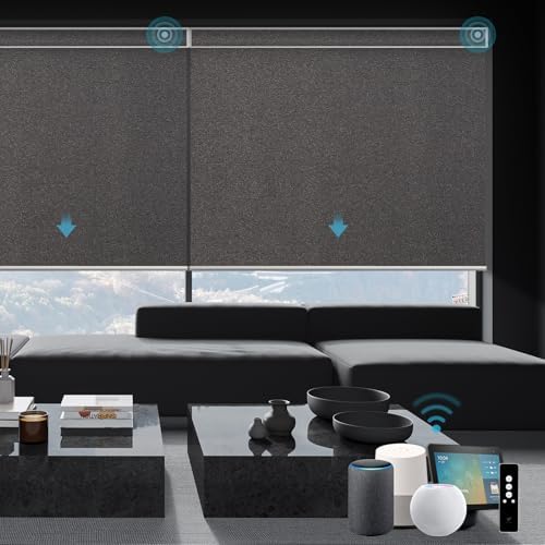 SmartWings Motorized Smart Roller Shades, 100% Blackout Eclipse Umber