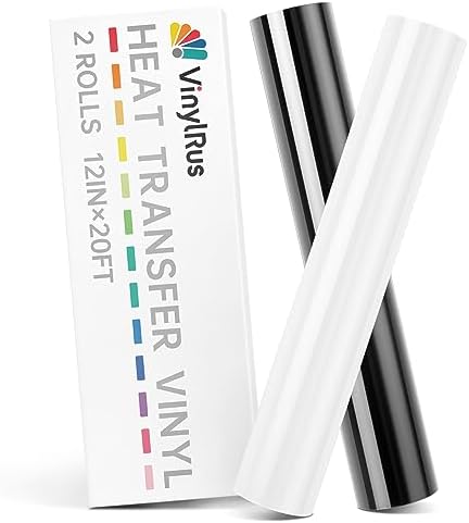 VinylRus Heat Transfer Vinyl, Black & White, 12" x 20ft
