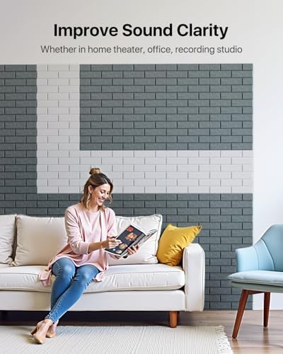 Soundsbay 12-Pack Brick Acoustic Panels, Self-Adhesive, 12"X12"