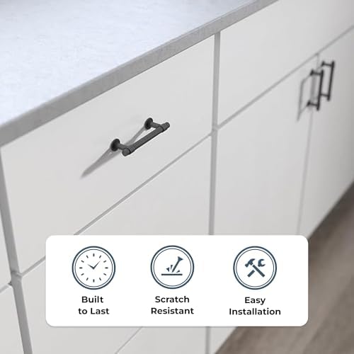 Franklin Brass Francisco (10-Pack) Cabinet Handles 3" Hole Center Pulls | Soft Iron Hardware Kitchen Door, Drawers, Dressers, Furniture P29520K-SI-B