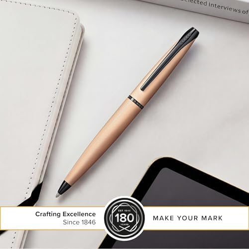 Cross ATX Brushed Rose Gold Ballpoint Pen, Medium Point, Black Ink