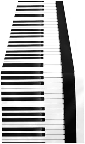 ALAZA Double-Sided Music Black and White Piano Keys Table Runner 18x72 Inches Long,Table Cloth Runner for Wedding Birthday Party Kitchen Dining Home Everyday Decor