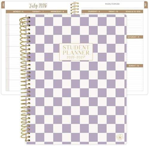 Daisy by bloom daily planners 2026-2027 Academic Year Student Planner (July 2026 - July 2027) - Elementary Through Middle School Calendar Agenda Book - 7” x 9" - Checkered