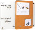 Mind Reader Glass Dry Erase Board with Sliding Corkboard, Wall Mounted Combination Whiteboard and Bulletin Board, 28" x 19.5"