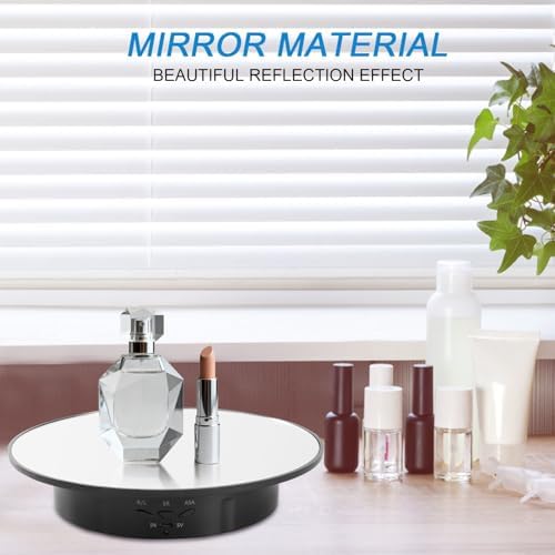 Motorized Display Stand - 7.87" Rotating Platform with Mirror Cover, USB Charging Port, 22 lbs Load Capacity, Ideal for Jewelry, 3D Model, Cake Photography