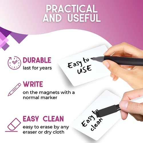 Availey 30 Pieces (5 x 3) - White Magnetic Dry Erase Labels - Reusable Strips for Classroom Home Office Garage Refrigerator Blank Writable Erasable Cards Name Tags Students Locker Shelf