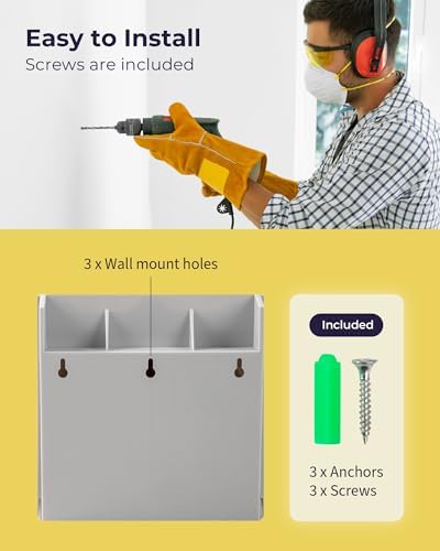 Volcora Expandable Time Card Rack 20 Pockets, Time Card Holder Wall Mount with 20 Number Stickers and 2 Screws, for Attendance Recorder