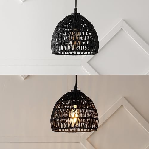 JONATHAN Y Campana 1-Light Pendant Dome Ceiling Lamp, 8.25", Black
