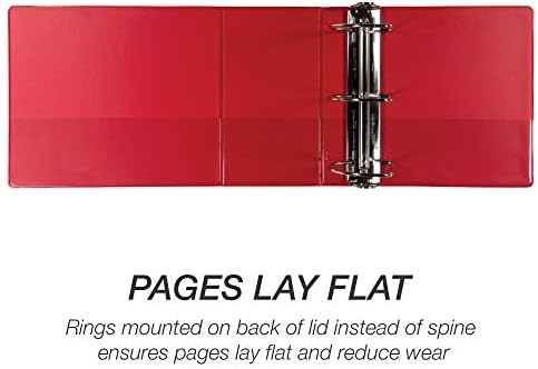 Samsill Durable 6 inch 3 Ring Binder, Locking D Ring Binder, Customizable Clear View Cover, Red, Holds 1225 Pages