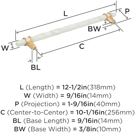 Amerock 10-1/16" Carrione Marble White/Champagne Bronze Drawer Pull