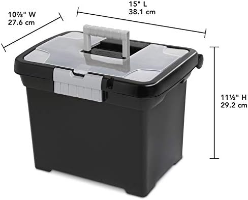 Sterilite Portable File Box, Letter File Storage Bin with Handle, 4 Pack | Heavy-Duty and Stackable Plastic Containers with Latches for Closet, Cabinet, Bedroom, Bathroom and Dorm Room Organization