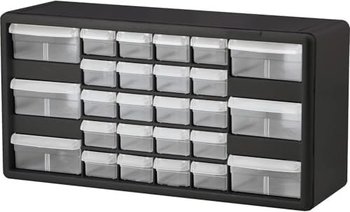 Akro-Mils 26-Drawer Plastic Storage Cabinet, 20"W x 6"D x 10"H, Black