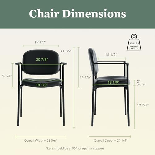 HON Scatter Guest Chair with Arms, Leather Office Chairs, Black