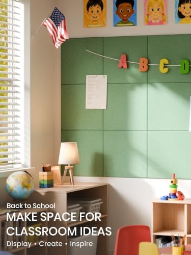 Bumusty 48"x 36" Large Felt Bulletin Board Tiles, Moss Green