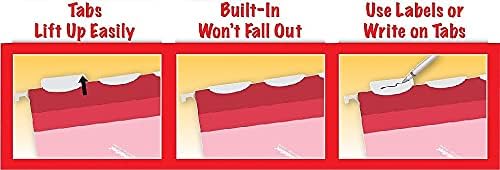 Pendaflex Ready-Tab Reinforced Hanging Folders, Letter Size, Assorted Colors, 5 Tab, 25/BX (42592)