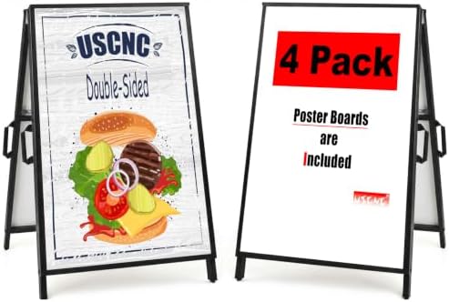 A Frame Sidewalk Sign 24x36 inches Sandwich Board Signs Outdoor Heavy Duty Double-Sided,including 2 Corrugated Boards 2 Anti-Glare for Business Indoor Outdoor (2PACK)