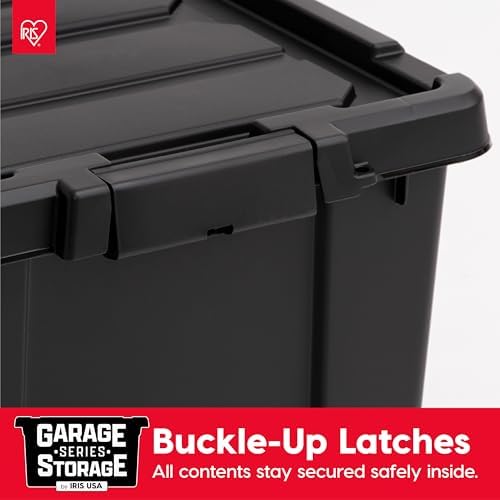 IRIS USA 6-Pack 5 Gal Heavy Duty Lockable Storage Totes with lids, Black