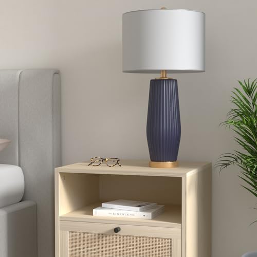 JONATHAN Y Roman Table Lamp 28.5" Modern Ceramic for Living Room, Navy