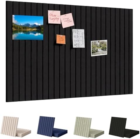 Large Felt Bulletin Board with Self-Adhesive | 6 Pack 36"x24" Cork Board Alternative | Notice Boards with 35 Pushpins, Secure and Easy to Install, Home Office Decor Classroom Decor - Black
