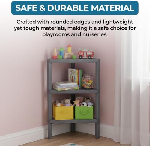 Honey-Can-Do Grey 3-Tier Corner Shelf