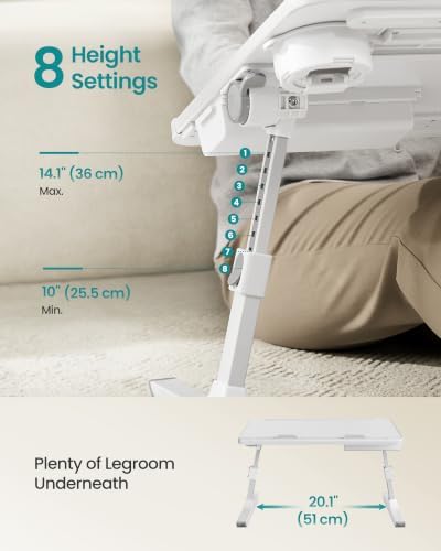 SONGMICS Bed Laptop Desk, Foldable, Adjustable Height, 15.7 x 22 Inches
