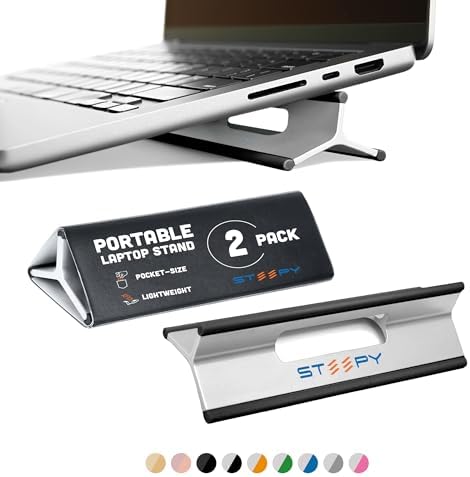 Steepy Portable Laptop Stand for Desk – Adjustable Height, & Portable Laptop Holder – Ergonomic Computer Stand for Cooling & Comfort – Slip-Proof, Sturdy Design – Universal Fit for 13-17 Inch Devices