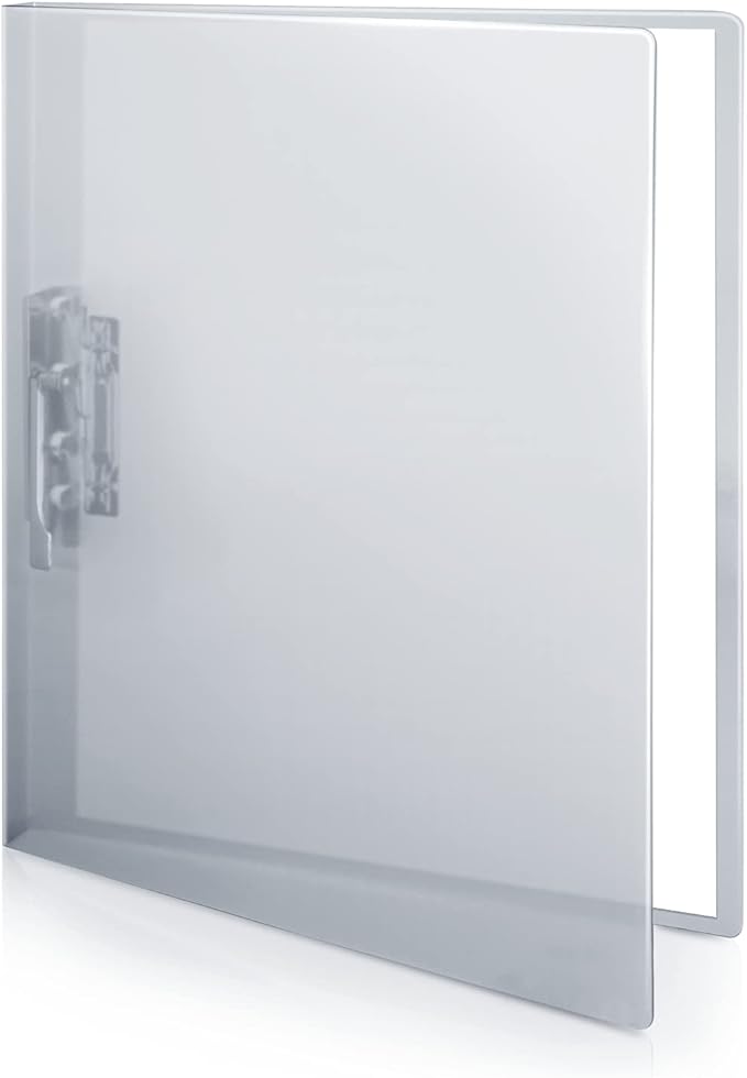 CRANBURY Punchless Clamp Binder, Ringless 8.5x11 Folder, Dusky Gray | Holds 100 Letter-Size Pages, Strong Metal Clip, Transparent Acid-Free Poly, Ideal for Home, Office, School & Filing
