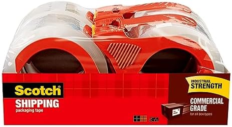 Scotch Commercial Grade Shipping Packaging Tape, 1.88" x 54.6 yd, Designed for Packing, Shipping and Mailing, Guaranteed to Stay Sealed, 3" Core, Clear, 4 Rolls (3750-4RD)