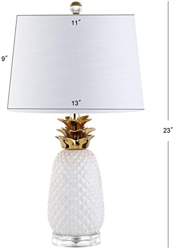 JONATHAN Y Pineapple Ceramic Table Lamp Bedside Nightstand 23", White/Gold