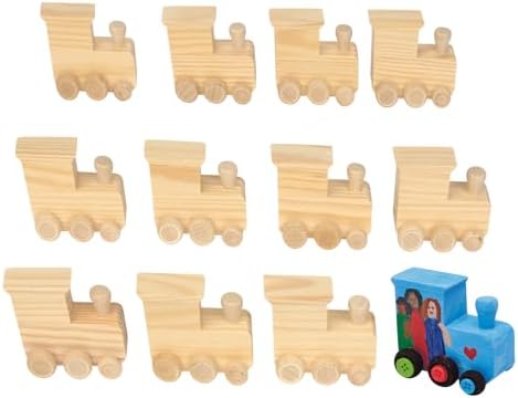 Colorations® Decorate Your Own Wooden Trains, Set of 12, Craft for Kids & Fun Home Activities, Create Unique & Personal Designs, Fun Kids Craft Project, Craft Project for Boys & Girls, Craft & Enjoy! | Kids' Craft for Home Activities, Create Personaliz...