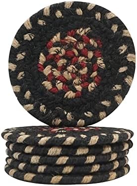 Homespice Gloucester Jute Braided Coasters, Round 4" Set of 6