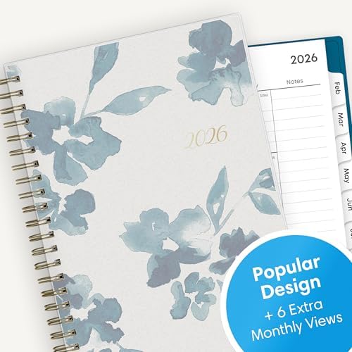 Blue Sky 2026 Weekly & Monthly Planner Calendar, 5"x8", Bakah Blue