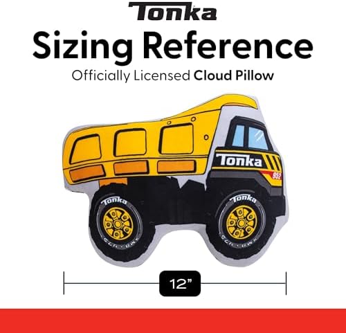 Northwest Hasbro Tonka Dumper Cloud Pillow, Plush Comfort for Kids Adults, Bedroom Playroom Decor, Spot Clean, 12 Inch