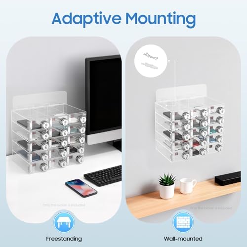 Cell Phone Cabinet,Aluminum Alloy Pocket Chart Cell Phones Storage Cabinet, Cell Phone Locker,Wall-Mounted with a Locked,for Classroom, Office, Gym (15 Compartments)