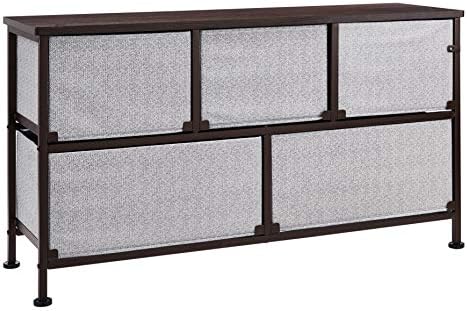 Amazon Basics Extra Wide Fabric 5-Drawer Storage Organizer Unit for Bedroom Closet, Bronze